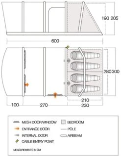 Vango Aether Air 450XL Opblaasbare Tent - 4 Persoons 9 Vango Aether Air 450XL Opblaasbare Tent - 4 Persoons -Buiten Kamperen Verkoop 1900 1514 aether air 450xl floorplan 01