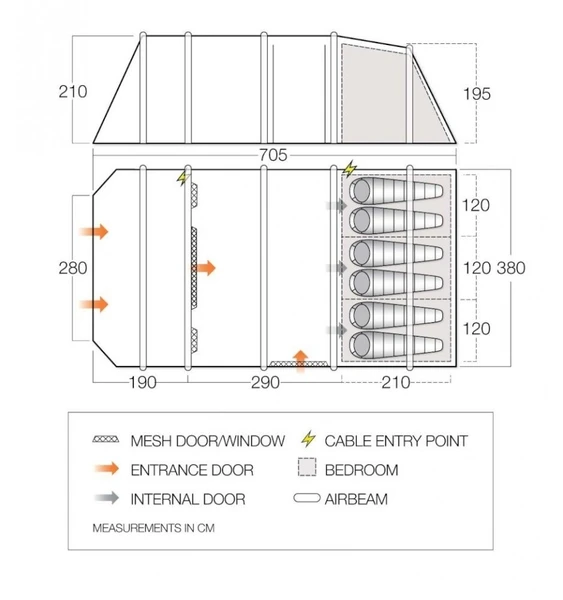 Vango Lismore Air 600XL Opblaasbare Tunneltent - 5 Persoons - Groen 12 Vango Lismore Air 600XL Opblaasbare Tunneltent - 5 Persoons - Groen - Afbeelding 12